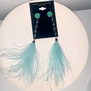 Christian Sitiano New York Mint Faux Feather  Dangle Eartimgs